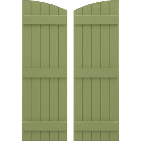 Ekena Millwork Americraft 5-Board (3 Batten) Wood Joined Board-n-Batten Shutters w/Ellipt Top, ARW401BE518X77MGH, PR ARW401BE518X77MGH - main